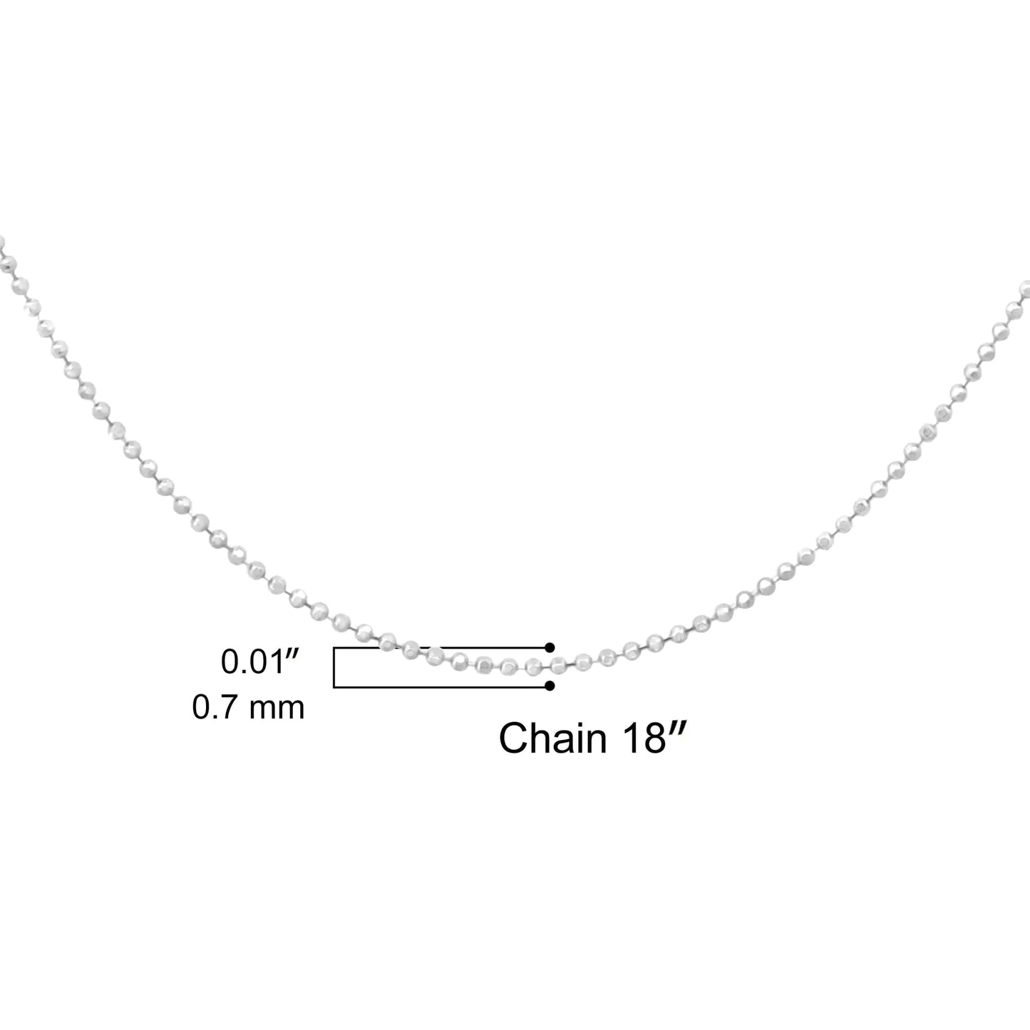 Sterling Silver 0.7mm Bead Chain Necklace 18"