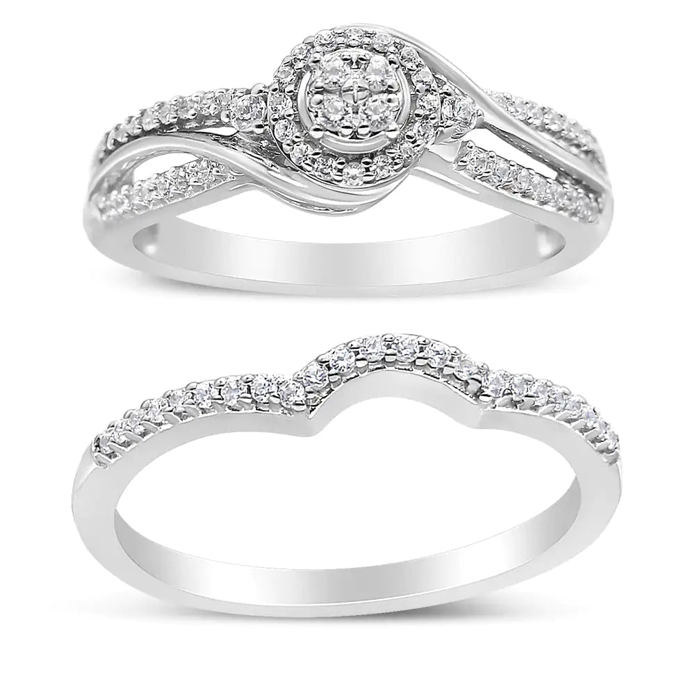 .925 Sterling Silver Diamond Bridal Set