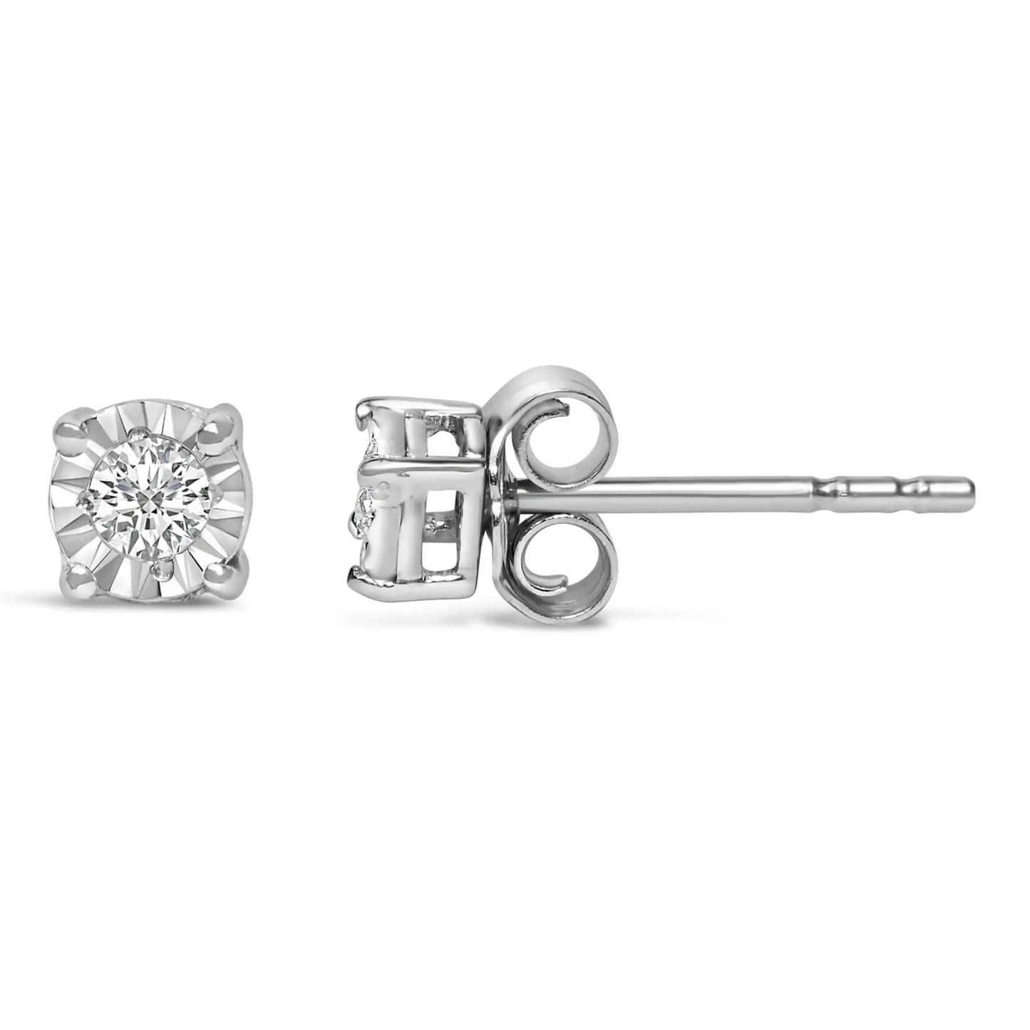 Sterling Silver 0.10 Cttw Lab Diamond Stud Earrings