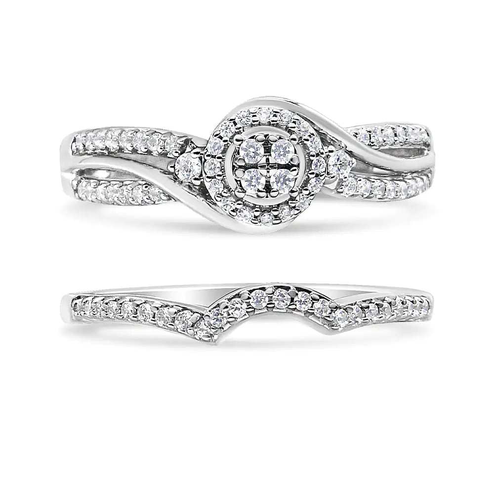 .925 Sterling Silver Diamond Bridal Set