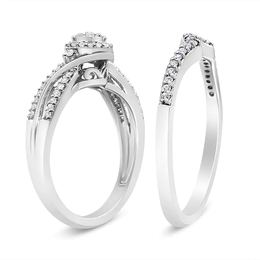 .925 Sterling Silver Diamond Bridal Set