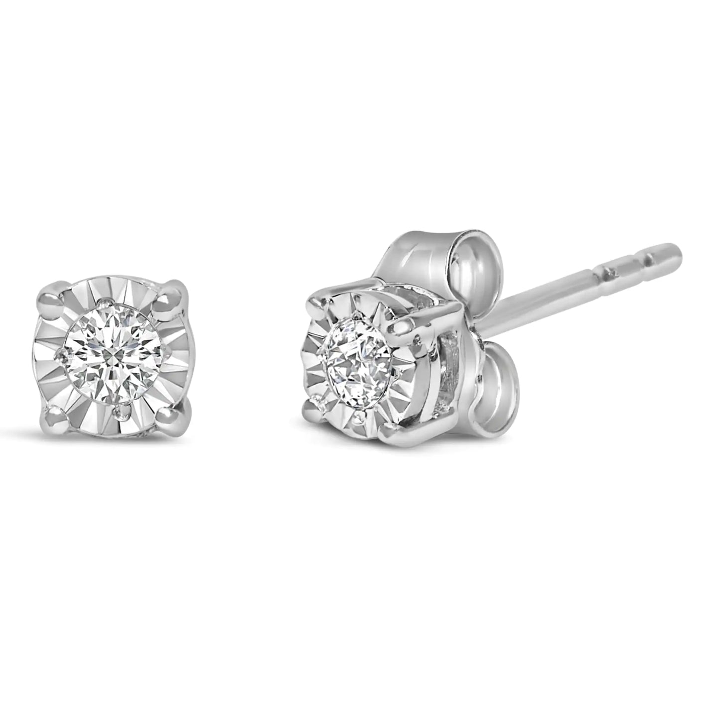 Sterling Silver 0.10 Cttw Lab Diamond Stud Earrings